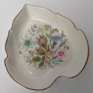 AYNSLEY England Wild Tudor Leaf Tray Bone China floral trinket dish catchall